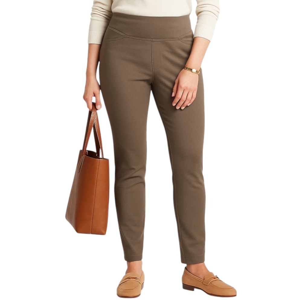Lee Sculpting Slim Leg Pull On Pants Size 6 Beige Brown Mid Rise Casual Work S